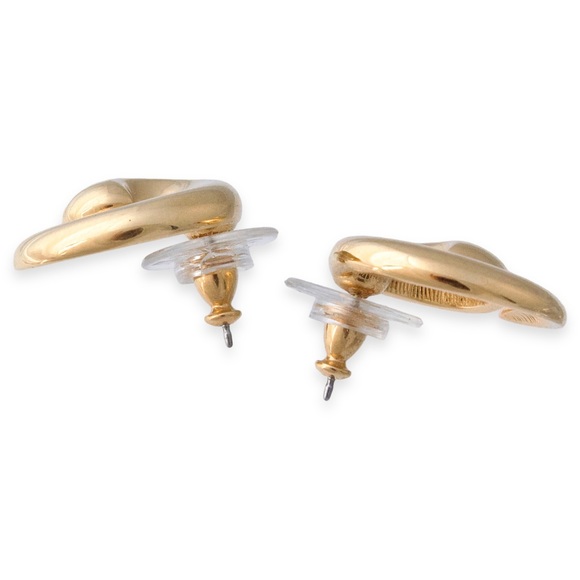 Vintage Monet Gold Plated Spiral Stud Earrings Large Chunky Swirl Studs - Picture 4 of 5